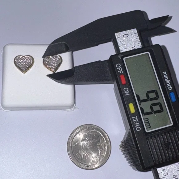 Real Diamond Heart Screw Back Earrings, 100% natural diamonds, Gift for Her WOW - Picture 3 of 6